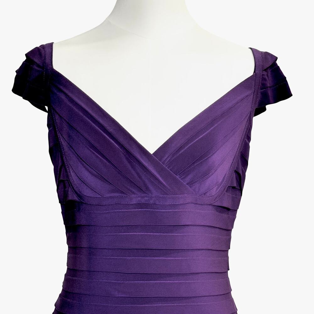 Adrianna Papell Purple Sheath Teired Midi Dress Banded Bodice Size 8 - Picture 7 of 9